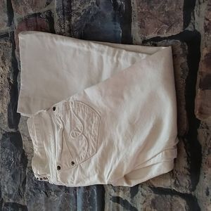 Hippie women's jewel-studded distressed white denim jeans size 24